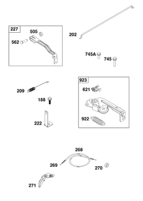 Controls Group Diagram and Parts List for 09P602-0139-F1 020000 - 09Z999 Briggs and Stratton Engine
